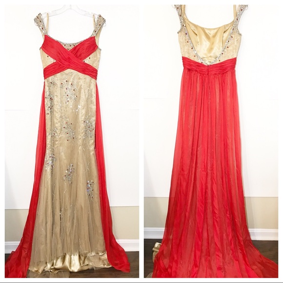 Landa Couture Pageant Prom Gown Beaded Lace Silk - Picture 2 of 8